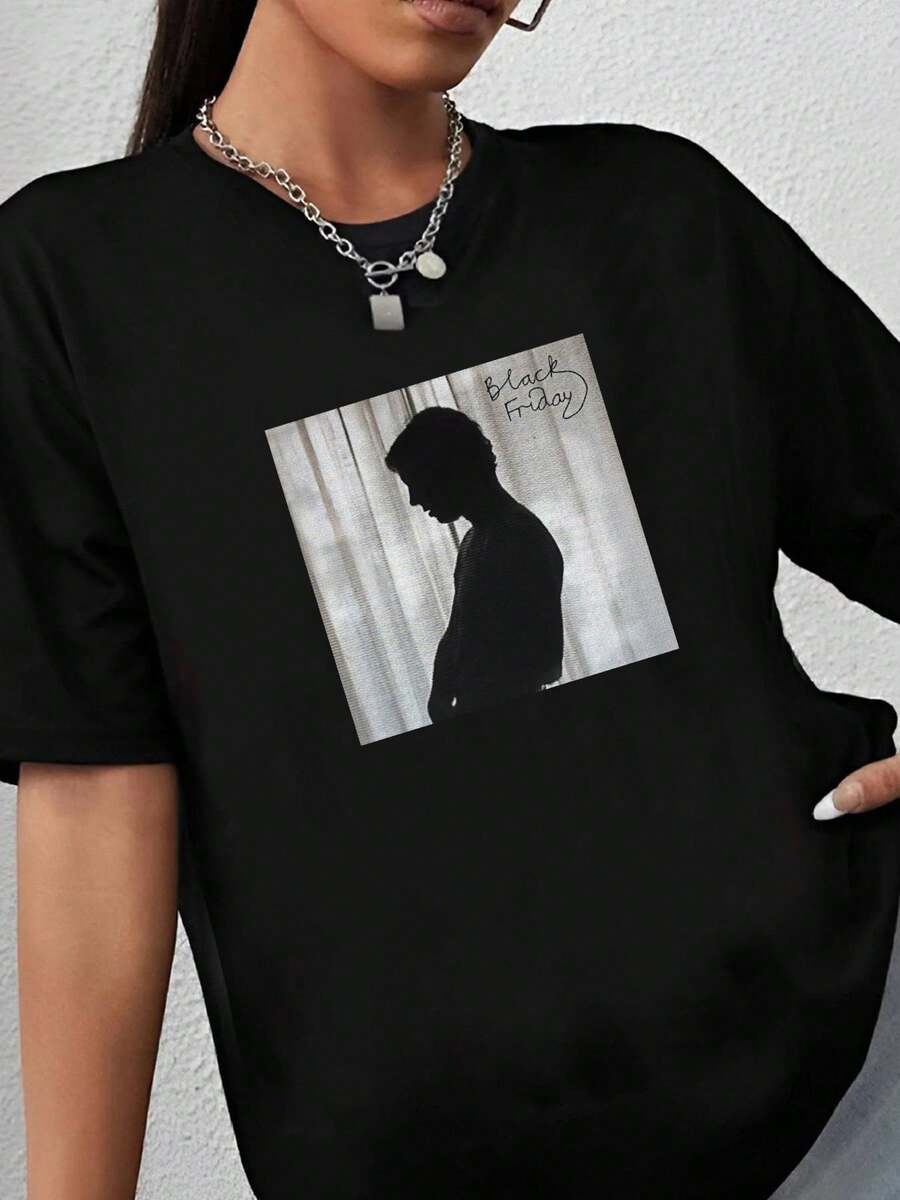 180g pure Cotton Tom Odell T shirt Slightly Top For Everyday Wear T-Shirt For Women Casual fashion Versatile designer clothes Comfortable Breathable Soft Summer women Women Top Graphic Tees streetwear female Casual Stretched graphic - Negro - Ver 1