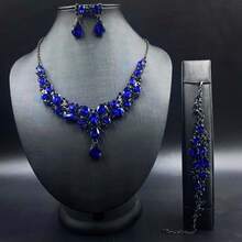 4PC Fashion Bride Fashion Heavy Craft Luxury Banquet Party Daily Elegant Women's Earrings Necklace Bracelet Set Exquisite Jewelry Set - 10-2275大紅 - 查看 7