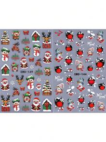 2 piezas Pegatinas de uñas navideñas de invierno, Reno Papá Noel Árbol de Navidad Calcomanías deslizantes de arte de uñas, Accesorios y herramientas de uñas, Suministros de uñas, Suministros de arte de uñas para mujeres y niñas para uso DIY