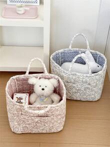 1 Pc Style Floral Large Laundry Basket Large Capacity Portable Storage Basket Foldable Snack Basket With Handle For Women And Girls Cosmetic Storage Basket Toy Storage Basket Skincare Storage Basket Women Makeup Storage Multifunctional Storage Basket Cosmetic Organizer Home Decor Livingroom Bedroom Decor Bathroom Decor