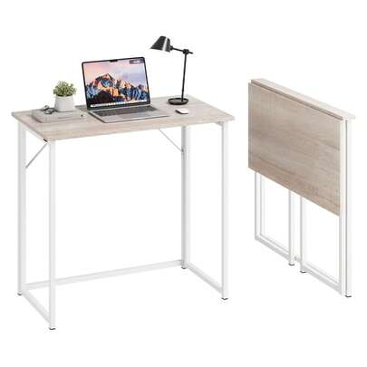 Dripex Folding Desk Foldable Small Computer Desk Writing Table For Small Place Easy Assembly, Oak