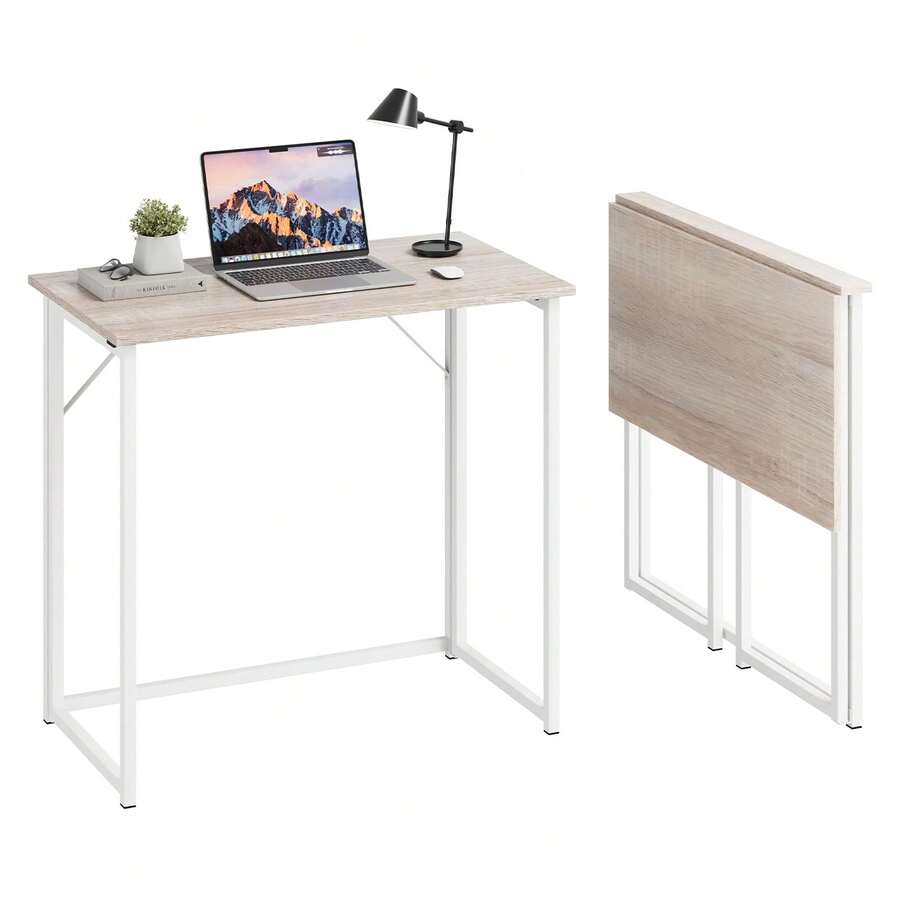 Dripex Folding Desk Foldable Small Computer Desk Writing Table For Small Place Easy Assembly, Oak - Oak - View 1