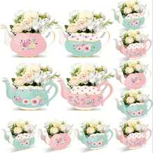 24 Pieces Tea Party Decorations Flower Boxes Spring Theme Princess Party Centerpiece Decorations 4 Style Cute Teapot Shape DIY Flower Box For Birthday Mother's Day Wedding Shower Party Table Decor - 彩色 - 查看 9
