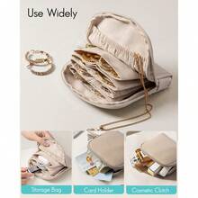 Small Travel Jewelry Case,Travel Gifts For Women,Jewelry Pouch Bags With Zipper,Velvet Jewelry Organizer Storage Bag For Bracelet Rings Earring-Cream White - 彩色 - 查看 6