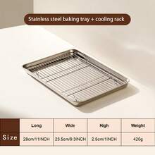 Stainless Steel Drip Tray, Rectangular Baking Tray, Roasting Tray, Frying Tray, Bread & Cake Plate Stainless Steel Square Drip Tray With Rack, Outdoor Picnic Camping Skewer Prep Tray Japanese-Style Stainless Steel Cooking Prep Plate, Food Storage Tray - Multicolor - View 10