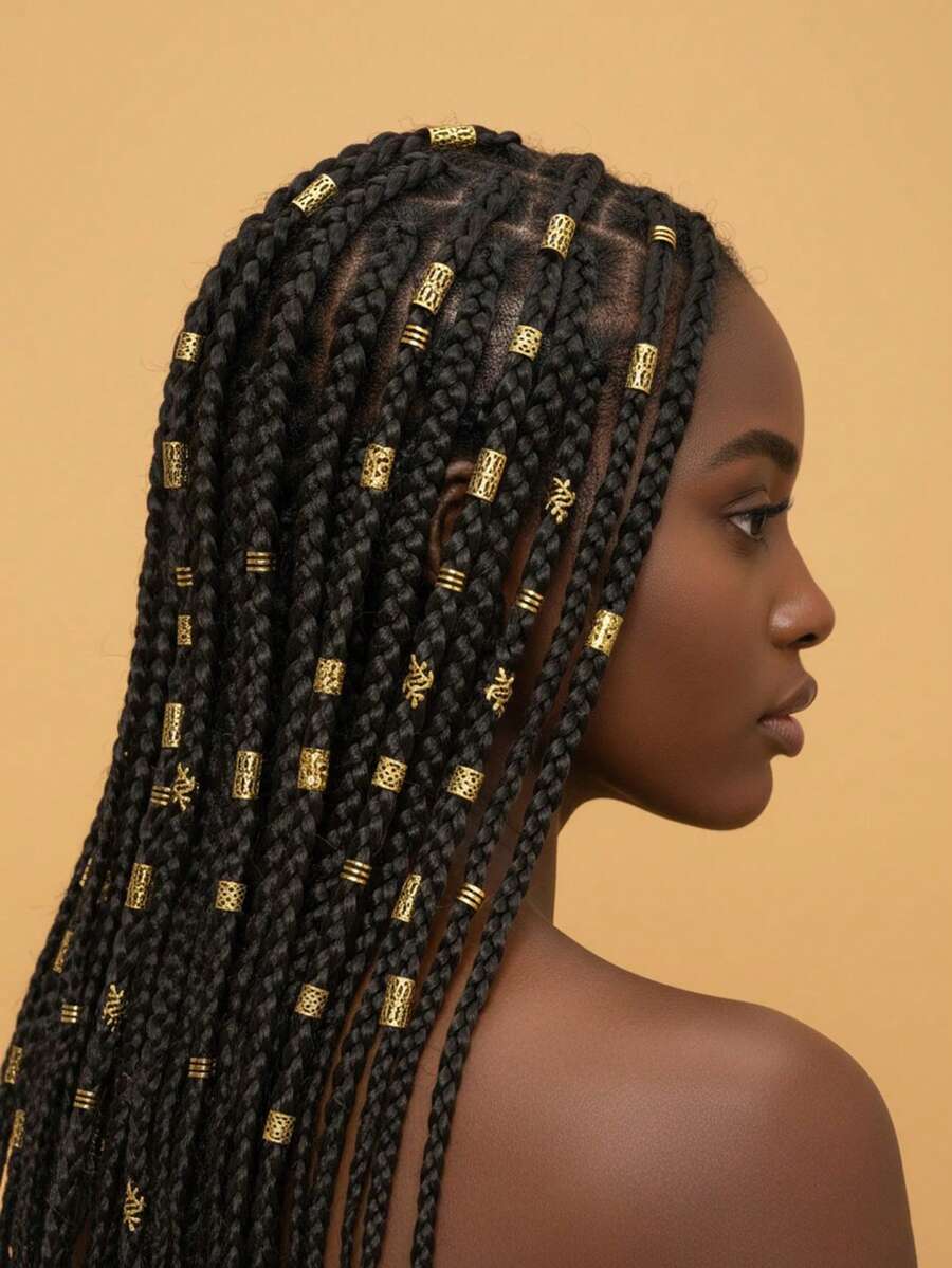 120/80/40件金色发圈套装，街头风，派对，编发饰品，女士发夹，编发装饰，万圣节，哥特，Y2K，秋季小妖精派对发夹，小妖精派对发夹，节日派对装扮发饰，金色金属光泽，礼物，旅行，女士礼物，发饰，圣诞袜填充物