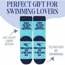 - Regalos de natacin para mujeres, hombres, adolescentes, compaeros de equipo, calcetines de entrenador, calcetines de talla nica para amantes de la natacin en cumpleaos, I 'd Rather Be - inicial - Ver 6