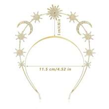 2 Pcs Crystal Halo Crown GoldandSliver Star Baroque Headband Goddess Headpiece Bridal Wedding Tiara And Crowns Hair Accessories For Women And Girls Gold And Sliver