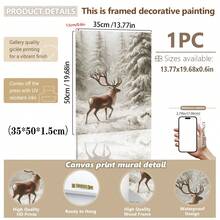 1 件，帆布墙画，带框墙面装饰，复古圣诞老人和圣诞树艺术品，非常适合客厅、卧室或入口处的节日墙面装饰，节日礼物创意，冬季装饰，圣诞节家居装饰，圣诞节