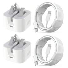 20W PD 折叠插头充电器适配器 + 100厘米高效快充数据线，兼容 14 Pro Max/14 Pro/14 Plus/14/13/12/11/XS/XR/8/7/6、iPad 系列 - 英規插(220-240V) - 查看 1