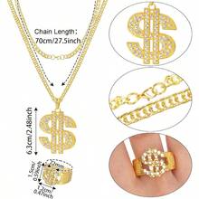 4Pcs Hip Hop Costume Set 80s 90s Rapper Hat Chain Ring Men Women Halloween Party Outfit Multi Color Comfortable Stylish