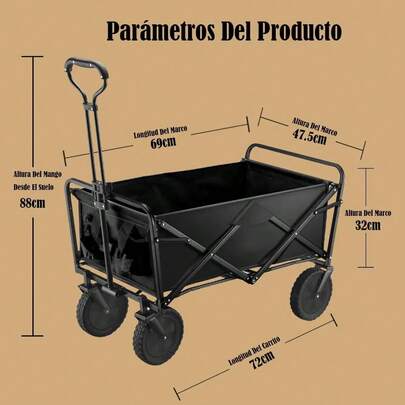 Carro Plegable Vagón Plegable para Campismo Picnic, Pequeño Carrito con Ruedas de Almacenamiento Vagón de Playa Camping Exteriores Al Aire Libre