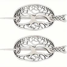 2 peças de grampos de cabelo retrô Viking Tree of Life, grampos de cabelo de broche de xale de metal, acessórios decorativos de suéter e cachecol feminino