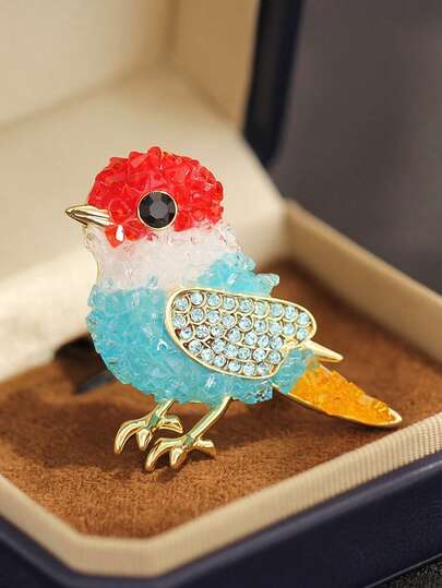 Elegant Colorful Crystal Bird Brooch, Suitable For Jackets, Coats, Daily Wear, Lovely Gift