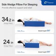 24in/34.2in Bed Wedges & Body Positioners, 30 Degree Wedge Pillow For Side Sleeping/After Surgery, Triangle Foam Bed Wedge Pillow With Blue Machine Washable Cover, For Pregnancy, Back - Multicolor - View 8