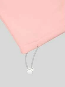 Women's Casual Solid Color Drawstring Waist Hooded Loose Tracksuit Set - Pink - View 5