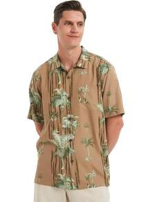 Men's Hawaiian Floral Shirts Silk Short Sleeve Button Down Casual Tropical Beach Holiday Shirtshalloween - 栗子1 - 查看 8