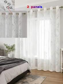 2 Paneele transparente Vorhänge, leichte Voile Vorhänge, transluzent aber nicht durchsichtig, Wärmeisolierung, dekorativ für Wohnzimmer, Schlafzimmer, Balkon, Herbstdekoration