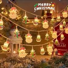 1 pieza 10/20/40 LED Luces de Navidad para niños, luces de hadas, con diseños de muñeco de nieve, Papá Noel, árbol de Navidad, a pilas, adecuadas para Navidad, vacaciones, Acción de Gracias, Año Nuevo, hogar, fiesta, interior, alféizar de la ventana, chimenea, guardería, decoración de dormitorio y regalos de Navidad (baterías no incluidas)