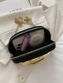 这款优雅精致的珍珠白PU手提包，配以金色五金配件和豆袋式设计，是女士日常约会、度假、正式活动和婚礼的理想选择，也是节日送礼的绝佳选择。 - 黑色 - 查看 10