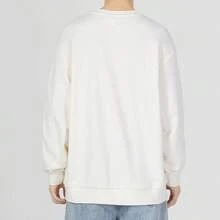 Adidas 阿迪达斯男女通用印花圆领卫衣，长袖，休闲运动款，秋季款 - 米白色 - 查看 3