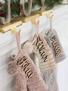 Custom Text Wood/Acrylic Ornaments With Hemp Rope - 1/3/5pcs, Boho Rustic Chic Holiday Decor, Personalized Christmas Stocking Name Tags, Ideal Family Festive Keepsake, Durable Premium Material Hanging Ornament, Perfect For Christmas/New Year/Holiday Celebrations
