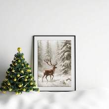 1 件，帆布墙画，带框墙面装饰，复古圣诞老人和圣诞树艺术品，非常适合客厅、卧室或入口处的节日墙面装饰，节日礼物创意，冬季装饰，圣诞节家居装饰，圣诞节