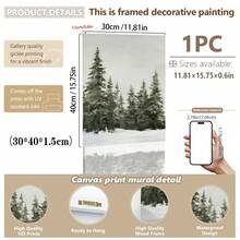 1 件，帆布墙画，带框墙面装饰，复古圣诞老人和圣诞树艺术品，非常适合客厅、卧室或入口处的节日墙面装饰，节日礼物创意，冬季装饰，圣诞节家居装饰，圣诞节