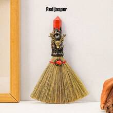 1PC Crystal Magic Broom Natural Amethyst Point Craft Witch Broomstick Divination Energy Reiki Healing Home Decoration Gift 4th Of July Women Fathers Dad Gift