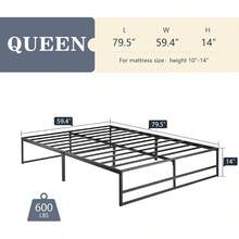 Allewie - Marco de Cama de Plataforma de Metal tamaño con Almacenamiento Debajo de la Cama de 14 Pulgadas, Soporte Fuerte de Listones de Metal, Base de colchón, no Necesita somier, Color Negro - Reina - Ver 12