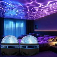 Aurora Wave LED Projector - 2-In-1 Northern Lights And Ocean Wave Night Light With Remote Control, 14 Bright Effects, Powered Via Supplied Cable, Perfect For Bedroom, Game Room, Home Theater, Decorative Lighting And Relaxation