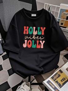 180g pure Cotton Have A Holly Jolly Christmas Shirt,Christmas Shirt,It is the Most Wonderful Time Of The Year,Matching Family Shirt,Family Matching Tee Casual Women Top Graphic Tees Stylish Comfortable Print Round Neck Short Sleeve female Breathable graphic - Negro - Ver 3