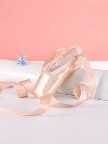 Girls Ballet Pointe Shoes, Ballet Dance Shoes With Ribbons, Girl Princess Ballet Shoes, Elegant Pink Ballet Flats - Pink - View 4