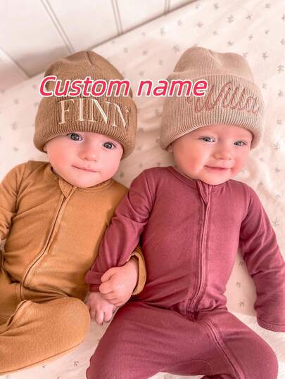 Embroidered Beanie Baby, Toddler Hat With Name, Baby Girl Beanie, Announcement Accessories, Winter Baby Gift Boy, Personalized Baby Shower,Customized Christmas Gifts,Suitable For Children Aged 0-3