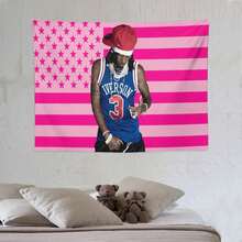 Playboi Rapper Carti American Flag Tapestry. Pink Gift. Easy Hang, Durable. Ideal For Living Room. Bedroom. Man Caves, Dorm Decor. Outdoor Parties. - Pink - View 7