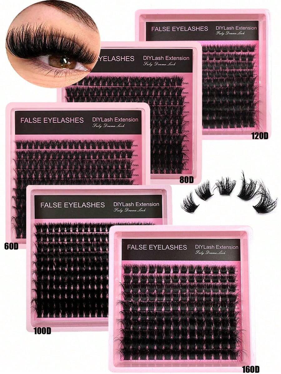 200pcs/150pcs/140pcs/100pcs Luxury Fluffy 8D Faux Mink Lashes - Mixed 10-18mm Length, 0. 07mm Thickness, Russian D Curl, Volumizing & Reusable Dramatic Lashes, Easy For Beginners - 10 Trays (60D/80D/100D/120D/160D/200D Variety Pack) Lash Clusters, Eyelash Clusters, Individual Eyelashes, Lashes, Fake Lashes - D 3 - 查看 1