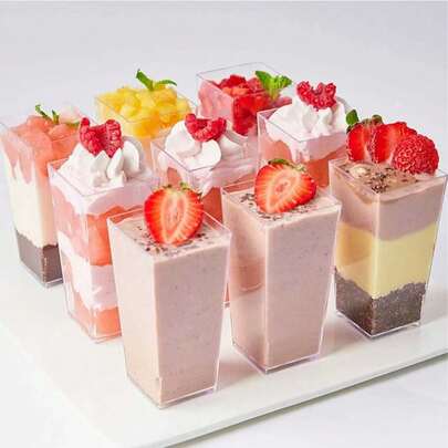 10/20/30/40/50/60pcs Dessert Cups, Suitable For Holding Desserts, Milk, Juice, Pudding, Ice Cream, Jelly, Etc. - Perfect For Weddings, Parties, Holidays And Home Decor.