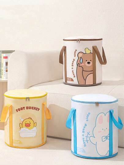 Cartoon Creative Design Footbath, Outdoor Waterproof Footbath With Lid, Multi-Layer Aluminum Film Insulation, Multi-Functional Travel Camping Footbath Bag, Portable Foldable Footbath Bucket, Leg And Foot Massager, Suitable For Living Room, Bedroom, And Outdoor Use