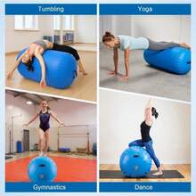 Trintion Inflatable Gymnastics Air Roller Barrel 100cm Tumbling Mat Professional Backbend Trainer For Yoga/Backflip Training Home Gym Use High-Weight Capacity - Blue - View 6