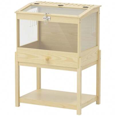 Hamster Cage 2 Levels Rodent Cage Small Animal Cage With Folding Lid, Large 83.2 X 50 X 103 Cm Natural Wood