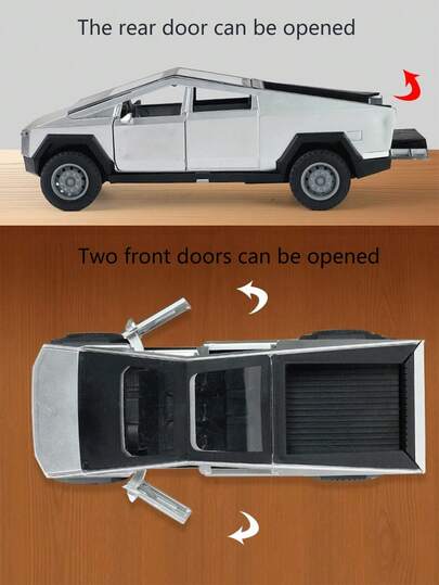 1 Pc Friction Powered Pickup Truck + Police Car Toy Model, 3-Door Vehicle, Holiday Gift,Back To School