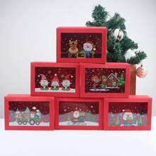6pcs/12pcs Transparent Window Cookie & Candy Packaging Boxes, Wholesale Christmas Gift Boxes - Red - View 2