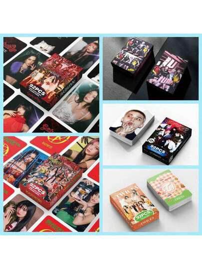KEYCEO 92 Cards (Including 60 LOMO Cards And 32 Stickers), 55 Double-Sided High-Definition Photo Cards, AP Brand-New Hybrid Flash Cards, TWICE Daily Special Cards, BLACKPIN World Tour Cards, Cat's Eye KAT Combination Cards, And Other Star Photo Cards, LOMO Cards And Peripheral Collection Cards For Assistance; It Can Be Used As A Valentine's Day Gift
