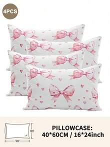1个/2个/4个可爱蝴蝶结印花枕套（不含枕芯），柔软舒适，四季皆宜 - 彩色 - 查看 13