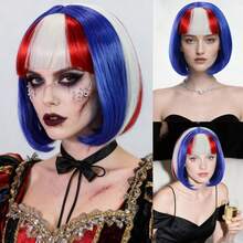 Fashion Women's BoBo Wigs, Short Straight Hair With Bangs Wigs, Multiple Pastel Colors Bob Anime Cosplay Wigs For Party Costume Wigs For Ladies, Pink Green Black Blonde Red Brown Blue White Purple Orange Yellow Rainbow Colorful Hairpiece For Holiday Comic Con Exhibition Celebration Daily Wigs For Birthday Gifts, Sassy Rockabilly Punk Cool Unique Rock & Roll 80s Wig