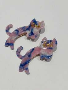 2pcs Cute Animal Acetate Hair Clips, Suitable For Women For Daily, Dating, Birthday, Valentine's Day, New Year Party, Beach Music Festival (Slight Color Difference), Hair Accessories, Hair Barrettes Claw Clips, School Stuff, Head Accessories - Cat Hair Clip - View 22