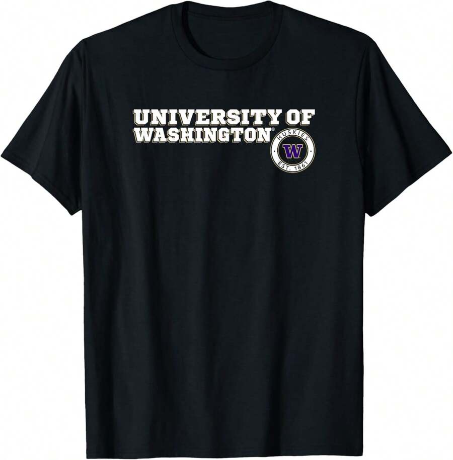 University Of Washington Huskies Block Text T-Shirt - Black - View 1