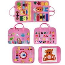 忙碌板玩具，感官色彩纹理书，寓教于乐的学习玩具，包含生活技能、字母、数字、形状、颜色、动物、天气主题——送给女孩的礼物，汽车飞机旅行玩具 - 彩色 - 查看 8