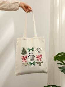 1 Pc Christmas Dress Up Pattern Tote Bag Shoulder Bag For Travel Daily Commute Women's Shopping Bag, Best Gift For Her,  Folding Shoulder Bag Summer Beach Holiday Bag, Travel Gift For Man Woman