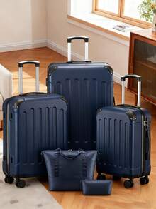 Luggage Sets 5 Piece,Hardside Suitcase With Wheels - Spinner Wheels, TSA Lock, Includes Toiletry Bag For Family Travel Luggage Case Trolley Suitcase Spinner Suitcase Travel Luggage Travel Suitcase Hardshell Suitcase Suitcase Luggage Carry-On Suitcase Travel Essentials For Men For Women For Vacation For Business Large Capacity Travel Essential Travel Accessories Travel Organizer Travel Stuff - 藍色 - 查看 11